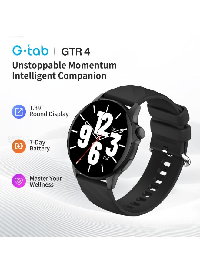 G-Tab GTR4 Smart Watch with Magnetic Strap, 1.39-Inch IPS Touch Display, Bluetooth Calling, Heart Rate & SpO₂ Monitoring, 100 Sports Modes, 1ATM Water Resistant, Android & iOS Compatible - Image 4